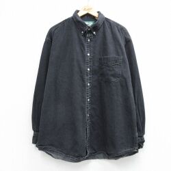 XL★古着 セントジョンズベイ 長袖 シャツ メンズ 90年代 90s 大きいサイズ コットン ボタンダウン ブラック デニム【spe】 26jun10