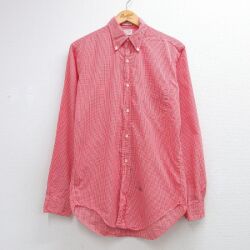 M★古着 GANT 長袖 シャツ メンズ 70年代 70s ボタンダウン USA製 レッド ギンガム チェック【spe】 26jun10