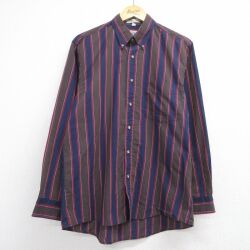 バンヒューセン 90s 長袖シャツ ストライプ ブラウン メンズL相当 | 古着
