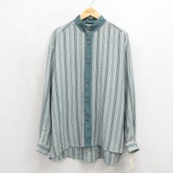 90s 長袖シャツ ストライプ グリーン メンズXL相当 | 古着