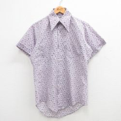 M★古着 半袖 シャツ メンズ 70年代 70s 総柄 白他 ホワイト 24mar30 中古 トップス