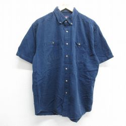 【50%OFF】XL★古着 半袖 シャツ メンズ 00年代 00s コットン ボタンダウン 濃紺 ネイビー 24apr12 中古 トップス