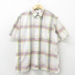 L★古着 半袖 シャツ メンズ 80年代 80s カナダ製 白他 ホワイト チェック 24apr17 中古 トップス