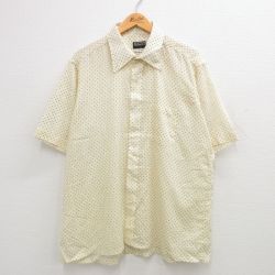 XL★古着 半袖 シャツ メンズ 80年代 80s 薄黄 イエロー ドット 24apr20 中古 トップス