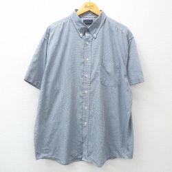 【50%OFF】XL★古着 ベーシックエディションズ 半袖 シャツ メンズ 00年代 00s 大きいサイズ ロング丈 ボタンダウン 紺他 ネイビー チェック 24may16 中古 トップス