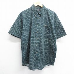XL★古着 半袖 シャツ メンズ 00年代 00s コットン ボタンダウン 濃紺他 ネイビー 24may24 中古 トップス