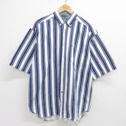 90s 半袖シャツ ホワイトストライプ XL | 古着