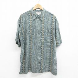 00s 半袖シャツ 総柄 ネイビー XL | 古着