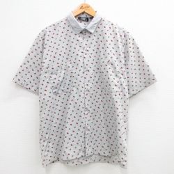【50%OFF】L★古着 半袖 シャツ メンズ 00年代 00s 総柄 薄グレー他 24jun22 中古 トップス