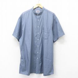 XL★古着 半袖 シャツ メンズ 00年代 00s 大きいサイズ ロング丈 ノーカラー グレー 24jul20 中古 トップス