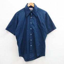 【50%OFF】70s 半袖シャツ ネイビー M | 古着