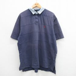 【50%OFF】XL★古着 ラルフローレン Ralph Lauren 半袖 ブランド ラガー シャツ メンズ 90年代 90s ワンポイントロゴ コットン 紺他 ネイビー 【spe】 24aug03 中古 トップス