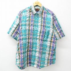 【50%OFF】XL★古着 ボストントレーダーズ 半袖 シャツ メンズ 00年代 00s 大きいサイズ コットン 青緑他 25mar31 中古 トップス