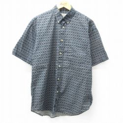 L★古着 半袖 シャツ メンズ 90年代 90s コットン ボタンダウン 紺他 ネイビー 25mar31 中古 トップス
