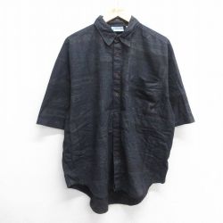 XL★古着 半袖 シャツ メンズ 90年代 90s コットン 黒 ブラック 25mar31 中古 トップス