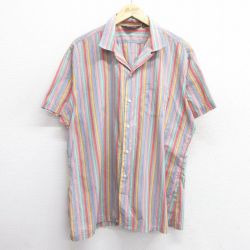 XL★古着 半袖 シャツ メンズ 80年代 80s 開襟 オープンカラー グレー他 25mar31 中古 トップス