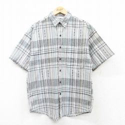 M★古着 半袖 シャツ メンズ 00年代 00s コットン 黒他 ブラック チェック 25apr01 中古 トップス