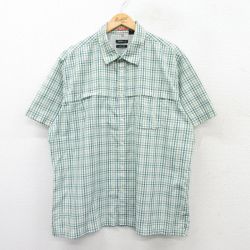 XL★古着 バンヒューセン 半袖 シャツ メンズ 大きいサイズ 緑他 グリーン チェック 25apr01 中古 トップス