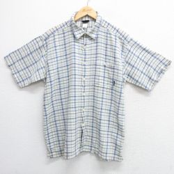 XL★古着 パタゴニア patagonia 半袖 シャツ メンズ コットン 紺他 ネイビー チェック 25apr02 中古 トップス
