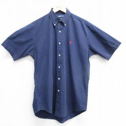 L★古着 ラルフローレン Ralph Lauren 半袖 ブランド シャツ メンズ 90年代 90s ワンポイントロゴ BLAKE コットン ボタンダウン 濃紺 ネイビー 25apr02 中古 トップス