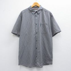 XL★古着 コロンビア COLUMBIA 半袖 シャツ メンズ 00年代 00s ロング丈 コットン ボタンダウン 紺他 ネイビー チェック 25apr03 中古 トップス