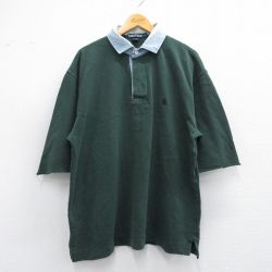 XL★古着 ノーティカ NAUTICA 半袖 ブランド ラガー シャツ メンズ 90年代 90s ロング丈 コットン 緑他 グリーン 25apr03 中古 トップス