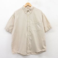XL★古着 エディーバウアー 半袖 シャツ メンズ 00年代 00s 大きいサイズ コットン ボタンダウン ベージュ カーキ 25apr03 中古 トップス