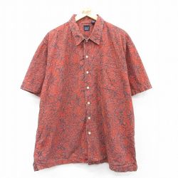 XL★古着 ギャップ GAP 半袖 シャツ メンズ 00年代 00s 大きいサイズ コットン ボタンダウン オレンジ系他 25apr03 中古 トップス