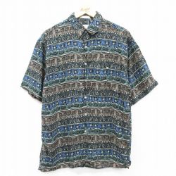 M★古着 ピエールカルダン pierre cardin 半袖 ブランド シャツ メンズ 90年代 90s レーヨン 紺他 ネイビー 25apr04 中古 トップス