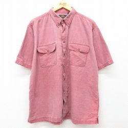 XL★古着 ルート66 半袖 シャツ メンズ 00年代 00s 大きいサイズ コットン ボタンダウン 赤系 レッド 25apr04 中古 トップス