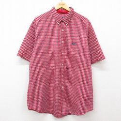 XL★古着 ラルフローレン Ralph Lauren チャップス 半袖 ブランド シャツ メンズ 90年代 90s シアサッカー 大きいサイズ ロング丈 ボタンダウン 赤他 レッド チェック 【spe】 25apr04 中古 トップス