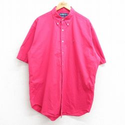 L★古着 ラルフローレン Ralph Lauren 半袖 ブランド シャツ メンズ 90年代 90s ワンポイントロゴ BLAKE ロング丈 コットン ボタンダウン ピンク系 【spe】 25apr04 中古 トップス