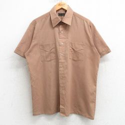 L★古着 JCペニー 半袖 シャツ メンズ 70年代 70s 茶 ブラウン 25apr04 中古 トップス