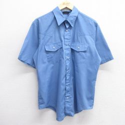 L★古着 シアーズ 半袖 ウエスタン シャツ メンズ 90年代 90s 薄紺 ネイビー 25apr04 中古 トップス
