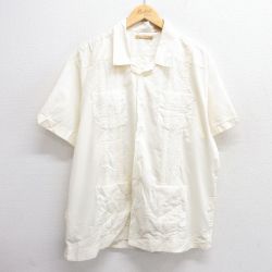 XL★古着 半袖 キューバ シャツ メンズ 薄黄 イエロー 25apr04 中古 トップス