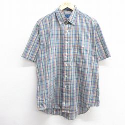 XL★古着 タウンクラフト 半袖 シャツ メンズ 90年代 90s ボタンダウン グレー他 チェック 25apr04 中古 トップス