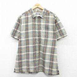 XL★古着 コロンビア COLUMBIA 半袖 シャツ メンズ 00年代 00s コットン 薄緑他 グリーン チェック 25apr05 中古 トップス