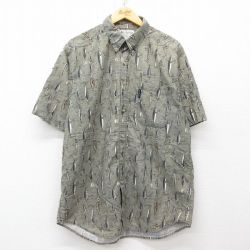 XL★古着 コロンビア COLUMBIA 半袖 シャツ メンズ 00年代 00s ルアー コットン ボタンダウン 緑他 グリーン 25apr05 中古 トップス