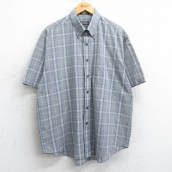 XL★古着 バンヒューセン 半袖 シャツ メンズ ボタンダウン グレー他 チェック 25apr07 中古 トップス