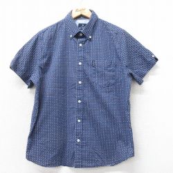 L★古着 ベンシャーマン 半袖 シャツ メンズ 花柄 ボタンダウン 紺他 ネイビー 25apr07 中古 トップス