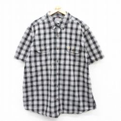 XL★古着 カーハート Carhartt 半袖 シャツ メンズ 大きいサイズ コットン ボタンダウン グレー他 チェック 25apr07 中古 トップス