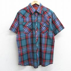 XL★古着 ラスラー 半袖 ウエスタン シャツ メンズ 90年代 90s 緑他 グリーン チェック 25apr07 中古 トップス
