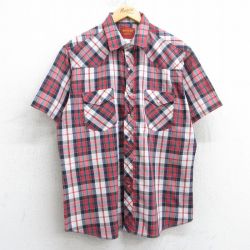 XL★古着 ラスラー 半袖 ウエスタン シャツ メンズ 90年代 90s 赤他 レッド チェック 25apr07 中古 トップス