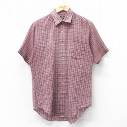 M★古着 半袖 シャツ メンズ 80年代 80s 赤他 レッド チェック 25apr07 中古 トップス