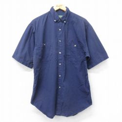 L★古着 アメリカンイーグル American Eagle 半袖 シャツ メンズ 90年代 90s コットン ボタンダウン 紺 ネイビー 【spe】 25apr07 中古 トップス