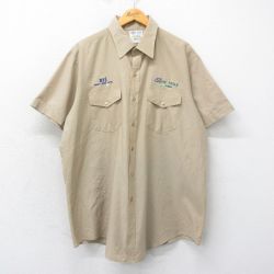 XL★古着 半袖 シャツ メンズ 90年代 90s RTS 大きいサイズ ロング丈 USA製 ベージュ カーキ 25apr07 中古 トップス
