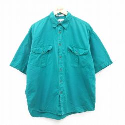 XL★古着 ドッカーズ 半袖 シャツ メンズ 90年代 90s ワンポイントロゴ コットン 緑 グリーン 25apr09 中古 トップス