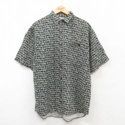 L★古着 ベーシックエディションズ 半袖 シャツ メンズ 00年代 00s 総柄 レーヨン 黒他 ブラック 25apr09 中古 トップス