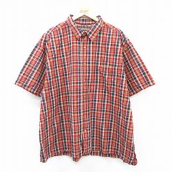【50%OFF】XL★古着 セントジョンズベイ 半袖 シャツ メンズ 大きいサイズ コットン 赤他 レッド チェック 25apr09 中古 トップス