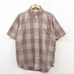 L★古着 半袖 シャツ メンズ 90年代 90s ボタンダウン ベージュ他 カーキ チェック 25apr09 中古 トップス